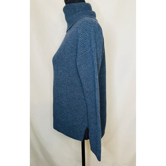 MADEWELL Button Shoulder‎ Turtleneck Wool Blend Blue Sweater Women's XS NWT - Picture 3 of 10
